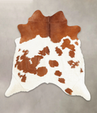 Brown and White Cowhide Rug #B1265
