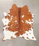 Brown and White Cowhide Rug #B1266