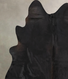 Solid Black Cowhide Rug #B12693