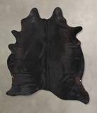 Solid Black Cowhide Rug #B12735