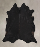Solid Black Cowhide Rug #B12960