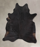 Solid Black Cowhide Rug #B13343
