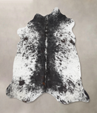 Salt and Pepper Black Cowhide Rug #B13404
