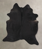 Solid Black Cowhide Rug #B13558