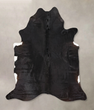 Solid Black Cowhide Rug #B13576