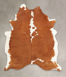 Brown and White Cowhide Rug #B1397