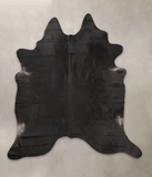 Solid Black Cowhide Rug #B1541