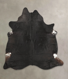Solid Black Cowhide Rug #B1544