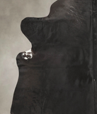 Solid Black Cowhide Rug #B1544