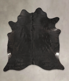 Solid Black Cowhide Rug #B1558