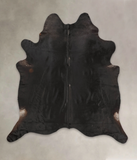 Solid Black Cowhide Rug #B1559