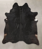 Solid Black Cowhide Rug #B1576