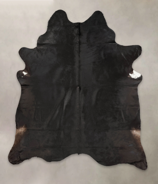 Solid Black Cowhide Rug #B1576