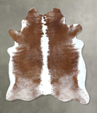 Brown and White Cowhide Rug #B19572