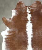 Brown and White Cowhide Rug #B19572