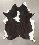 Chocolate and White Cowhide Rug #B2010