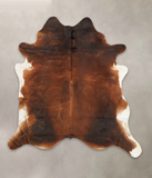 Brown with Red Cowhide Rug #B2114