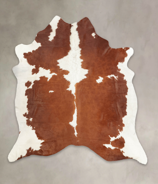 Brown and White Cowhide Rug #B2286