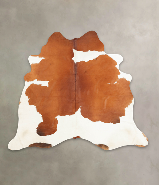 Brown and White Cowhide Rug #B2291