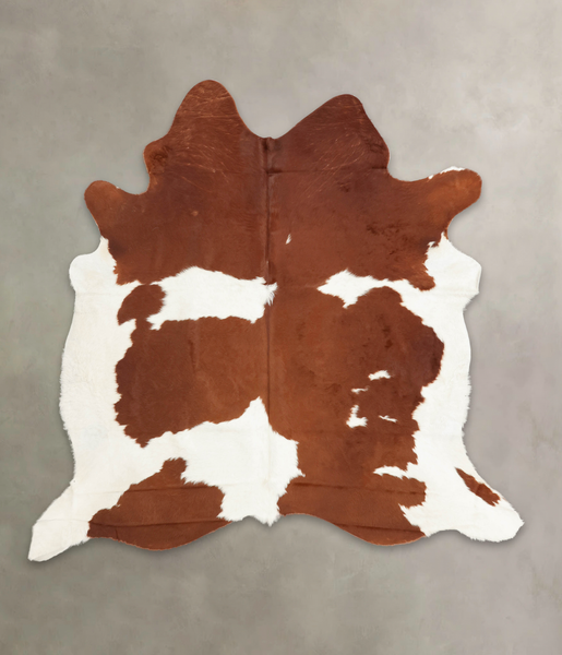Brown and White Cowhide Rug #B2350