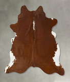 Brown and White Regular Cowhide Rug #B24301