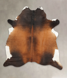 Brown with Red Cowhide Rug #B2491