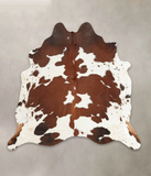 Brown and White Cowhide Rug #B2515