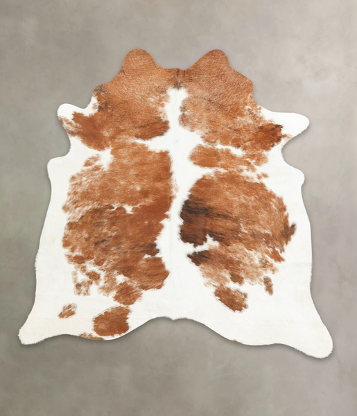 Brown and White Cowhide Rug #B2741