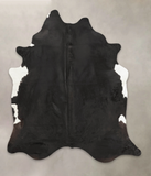 Solid Black Cowhide Rug #B3048