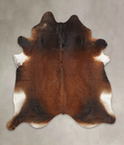 Brown with Red Cowhide Rug #B3063