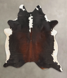 Chocolate and White Cowhide Rug #B3227