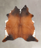 Brown with Red Cowhide Rug #B3524