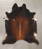 Brown with Red Cowhide Rug #B3755