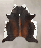 Chocolate and White Cowhide Rug #B3882