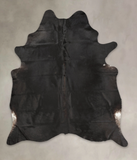 Solid Black Cowhide Rug #B4065