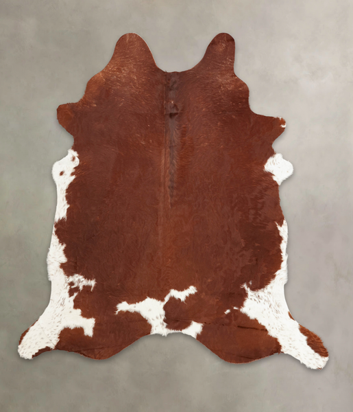 Brown and White Cowhide Rug #B4078