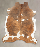 Brown and White Cowhide Rug #B5277