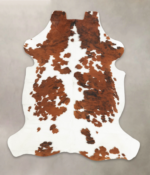 Brown and White Cowhide Rug #B5377