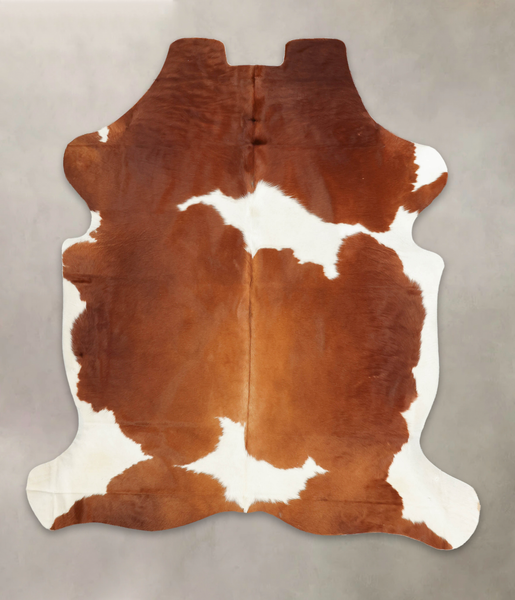Brown and White Cowhide Rug #B5588