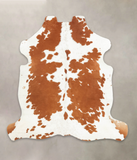 Brown and White Cowhide Rug #B5887