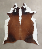 Brown and White Regular Cowhide Rug #B8148