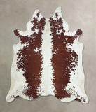Brown and White Cowhide Rug #B8358
