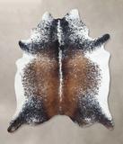 Salt and Pepper Brown Cowhide Rug #B8513