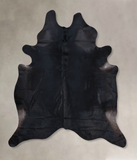 Solid Black Cowhide Rug #B9103