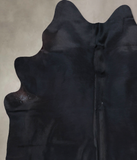 Solid Black Cowhide Rug #B9104