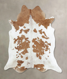 Brown and White Cowhide Rug #B9401