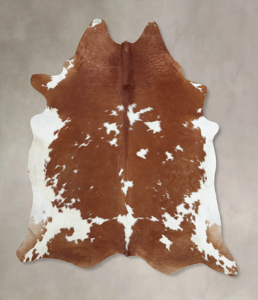 Brown and White Cowhide Rug #B9443
