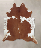 Brown and White Cowhide Rug #B9450