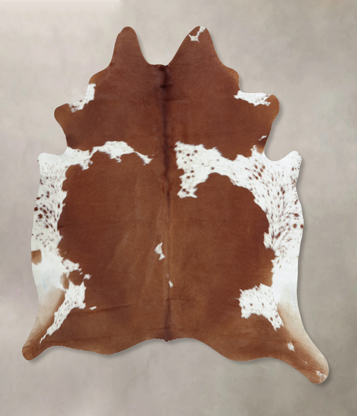 Brown and White Cowhide Rug #B9450