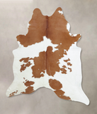 Brown and White Cowhide Rug #B9454